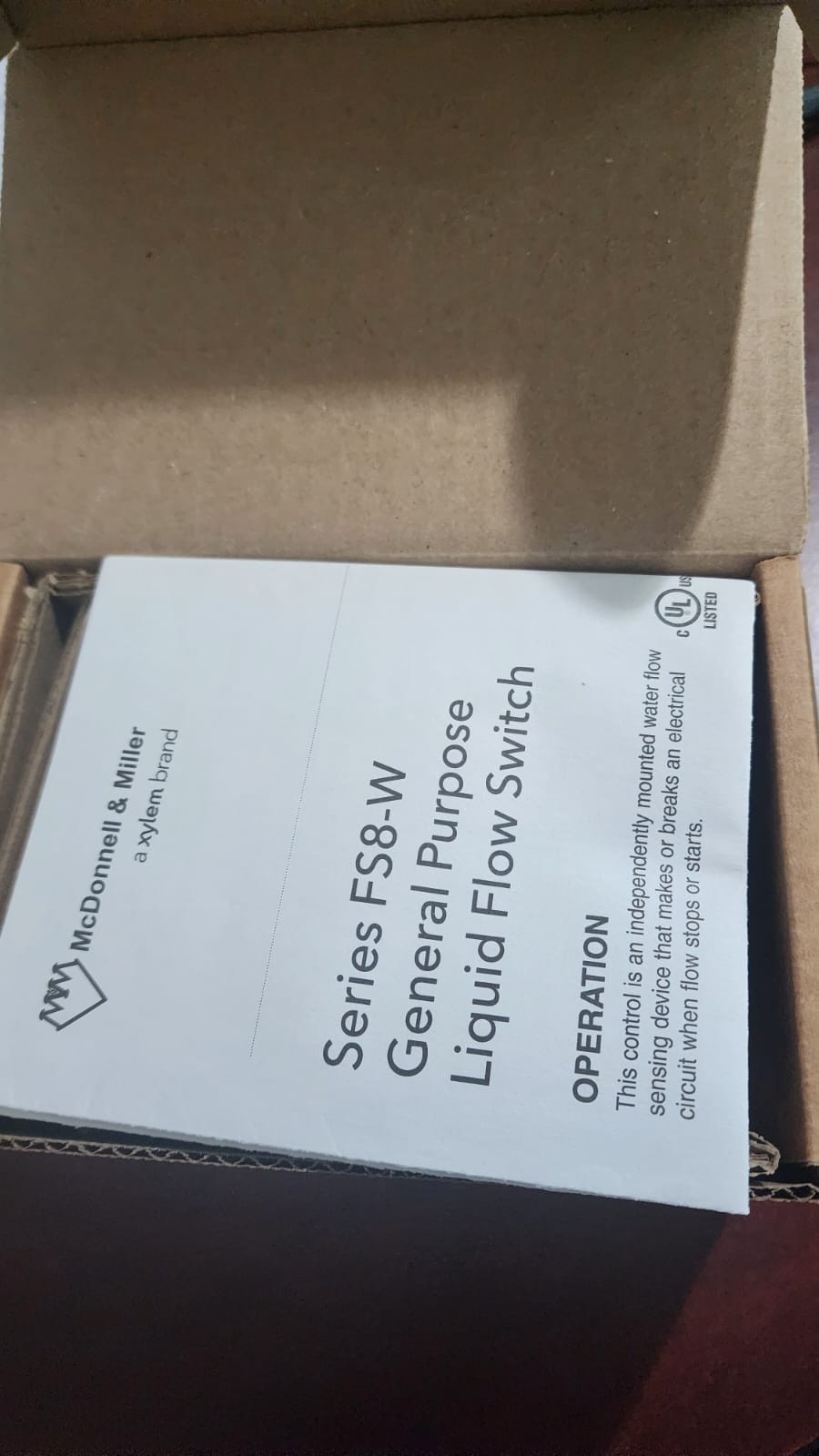 Manual de operación Series FS8-W General Purpose Liquid Flow Switch
